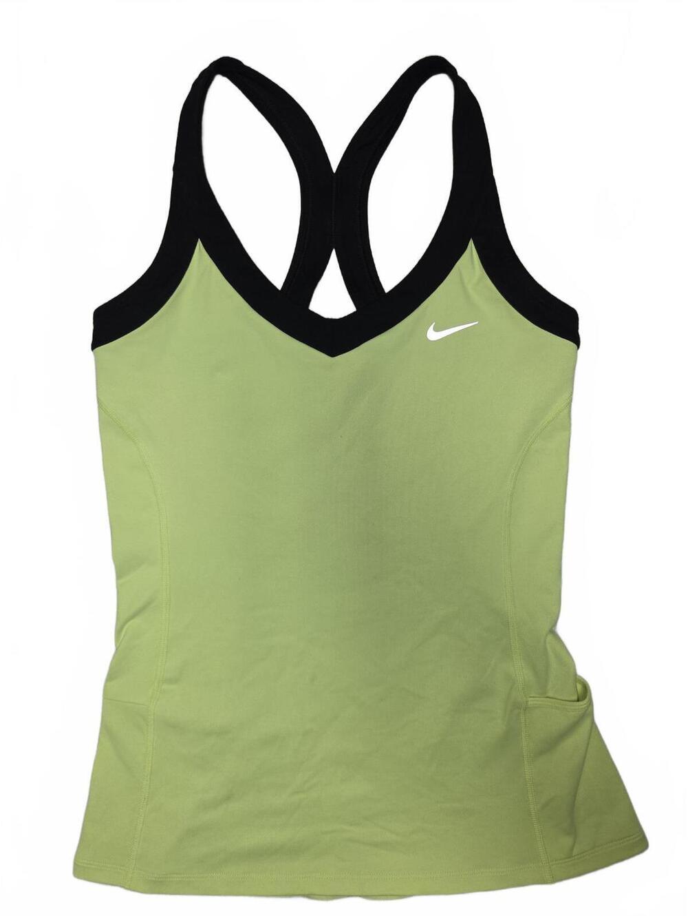 Nike Dri-Fit Neon Lime Green Black Athletic Tank Top Workout Shirt Womens Size S